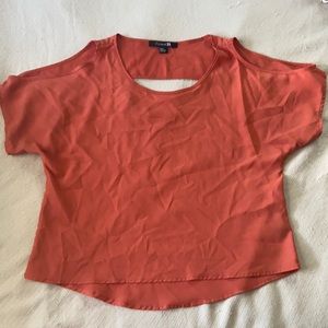 Flowy Orange Cold Shoulder Top